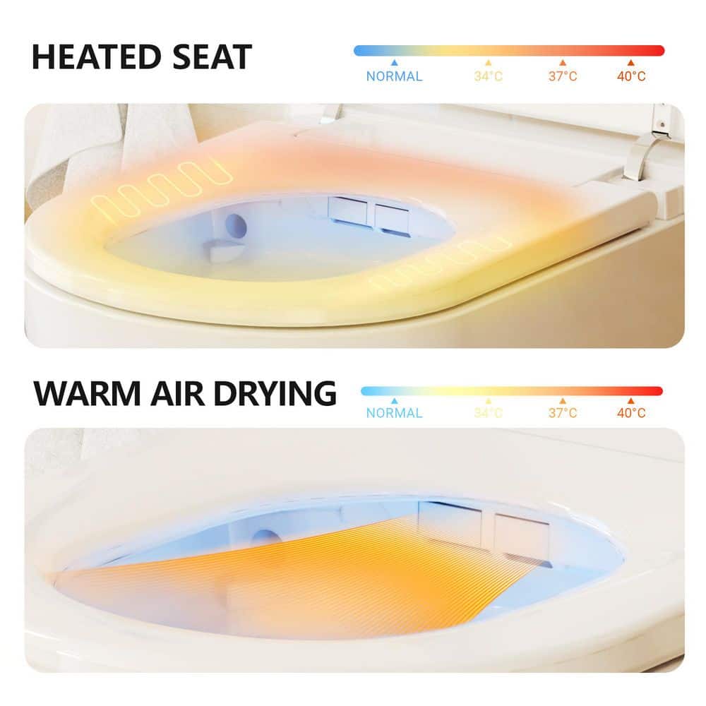 CASAINC Elongated Tankless Smart Bidet Toilet with Voice Control & Nightlight - 1.28 GPF - Image 8