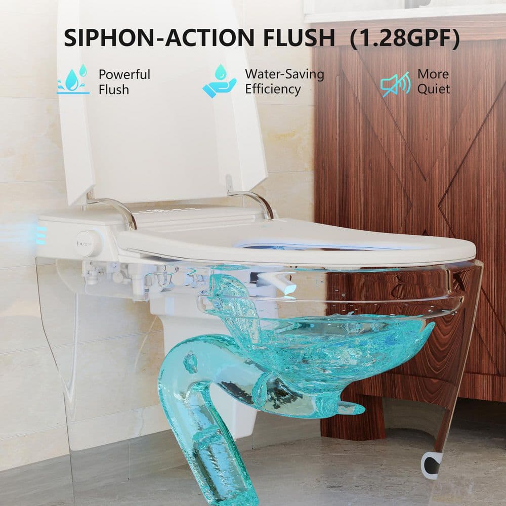 CASAINC Smart Elongated Tankless Bidet Toilet with Auto Open, Voice Control & Power-Off Flushing - Image 6