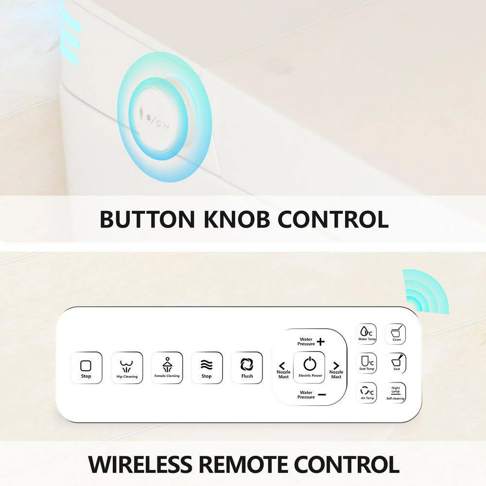 CASAINC Smart Elongated Tankless Bidet Toilet with Auto Open, Voice Control & Power-Off Flushing - Image 8