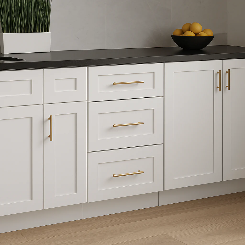 CASAINC White Shaker 3-Drawer Base Cabinet, Ready to Assemble - Image 2