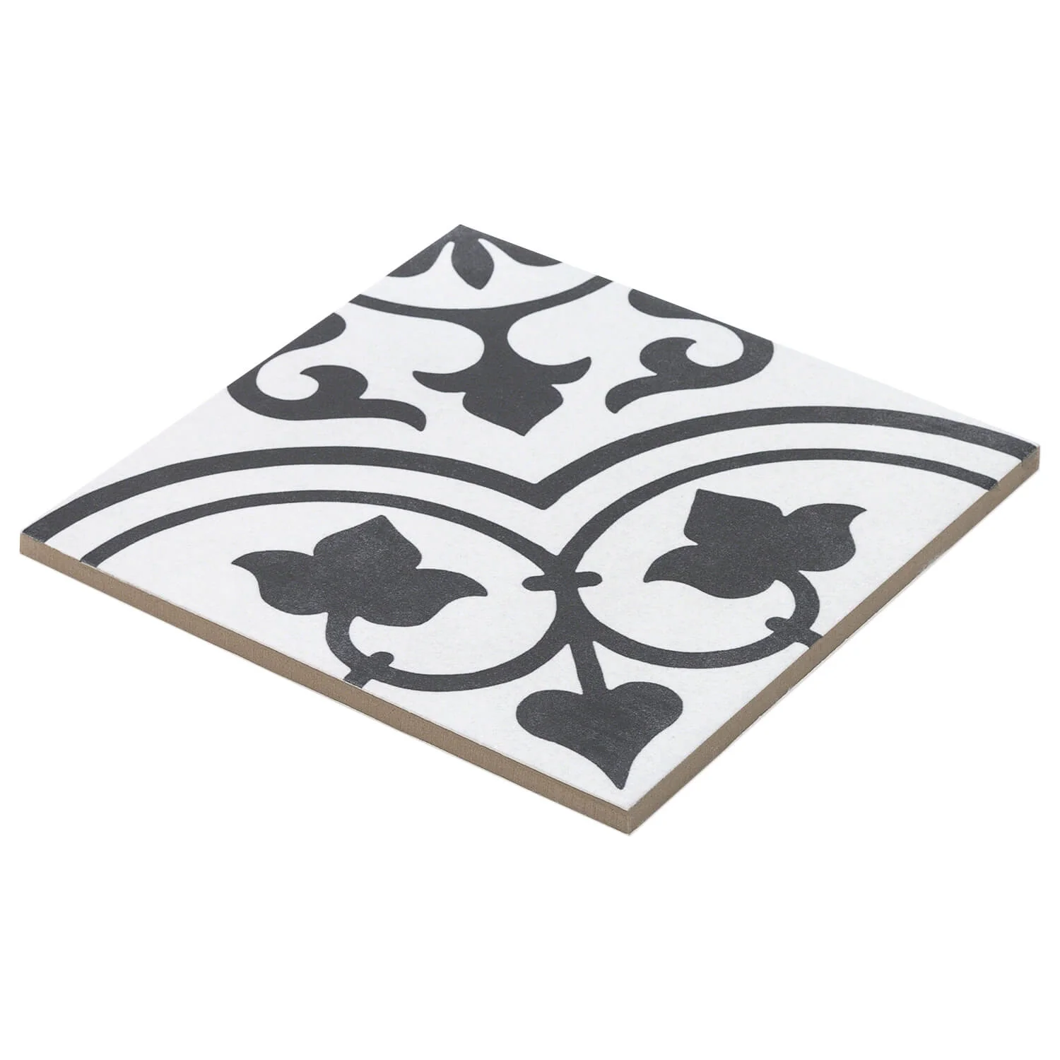 Cascais Black & White Ornate 9x9 Matte Porcelain Tile by Lux Tile - Image 4