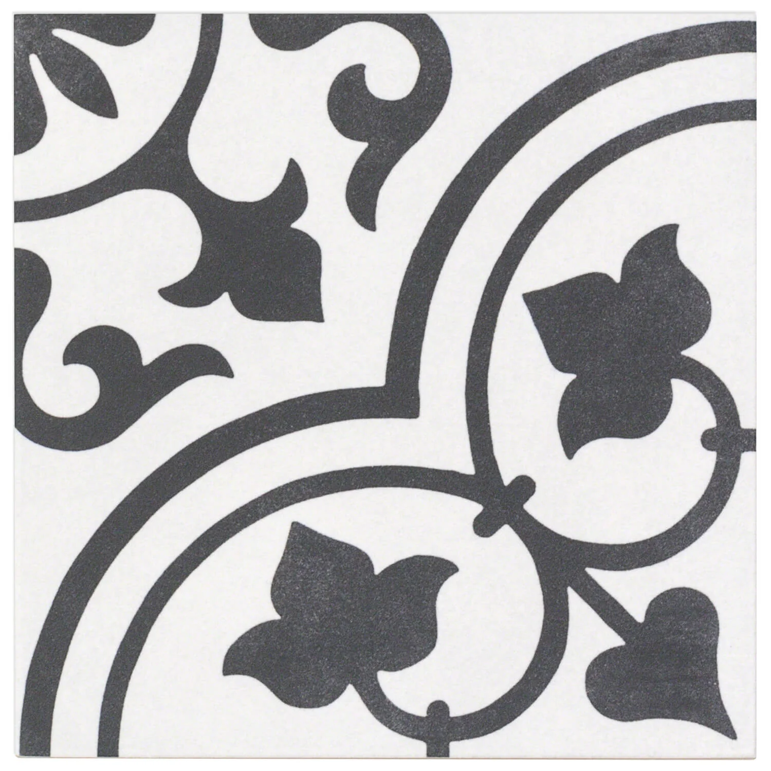 Cascais Black & White Ornate 9x9 Matte Porcelain Tile by Lux Tile - Image 5