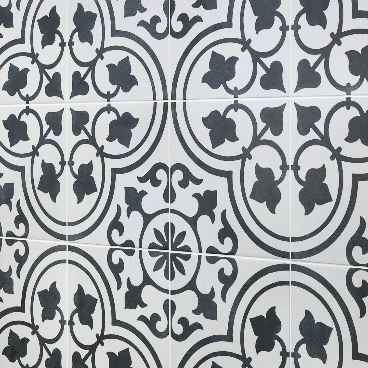 Cascais Black & White Ornate 9x9 Matte Porcelain Tile by Lux Tile - Image 7