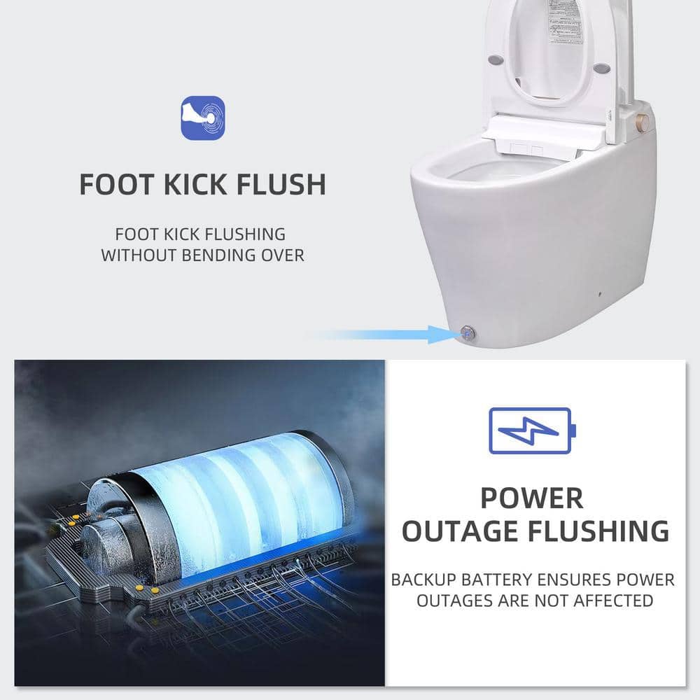 Casta Diva CD-Y070 Smart Tankless Bidet Toilet, Elongated, White, 1.28GPF - Image 10