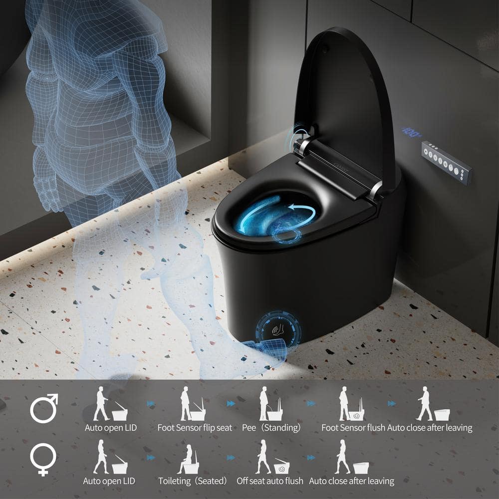 Casta Diva Elongated Bidet Toilet 1.08/1.45 GPF in Black with Heated Seat and Warm Water Bidet - Image 5