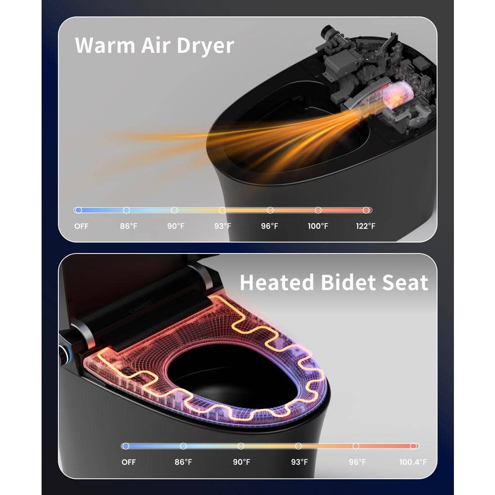 Casta Diva Elongated Bidet Toilet 1.08/1.45 GPF in Black with Heated Seat and Warm Water Bidet - Image 7