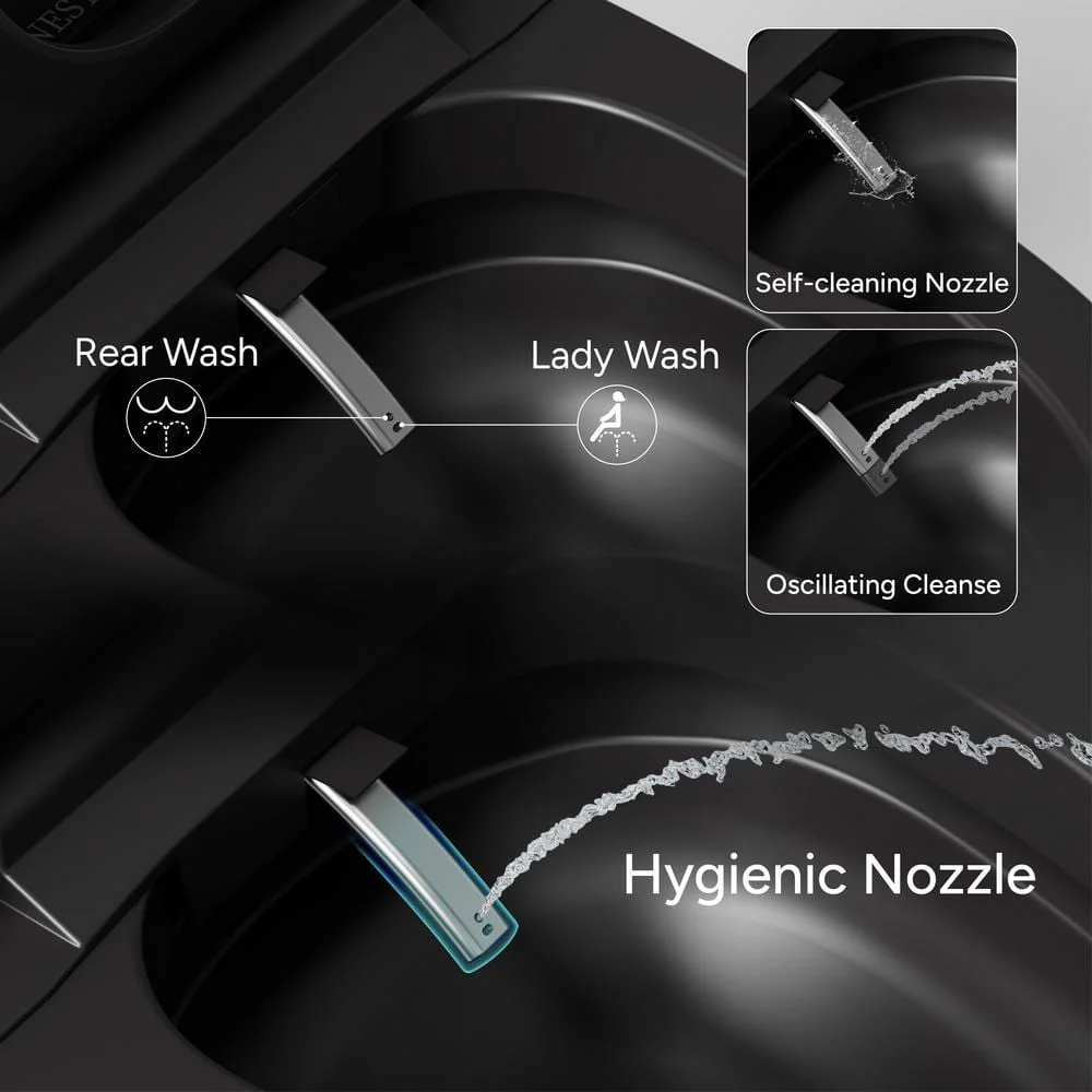 Casta Diva Elongated Bidet Toilet 1.08/1.45 GPF in Black with Heated Seat and Warm Water Bidet - Image 8