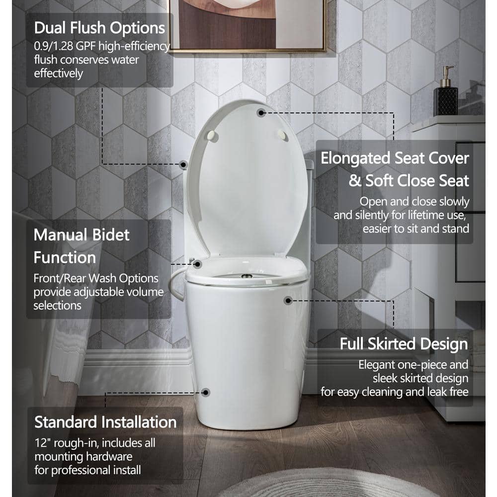 Casta Diva Elongated Bidet Toilet Combo Dual Flush in White - Image 2