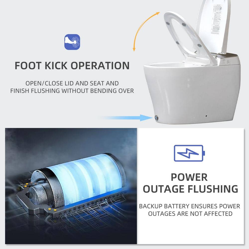 Casta Diva Elongated Electric Bidet Toilet 1.06 GPF White - Auto Open/Close, Powerful Flushing, Deodorizing - Image 10