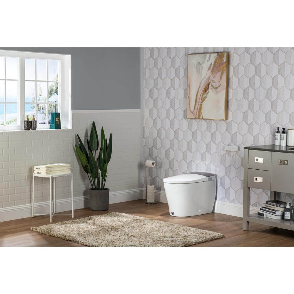 Casta Diva Elongated Electric Bidet Toilet 1.06 GPF White - Auto Open/Close, Powerful Flushing, Deodorizing - Image 2