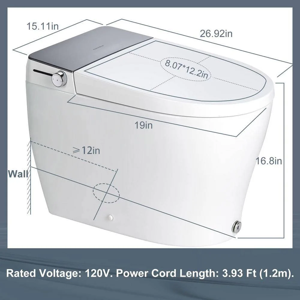 Casta Diva Elongated Electric Smart Bidet Toilet 1.06GPF with Heated Seat and Foot Sensor - Image 4