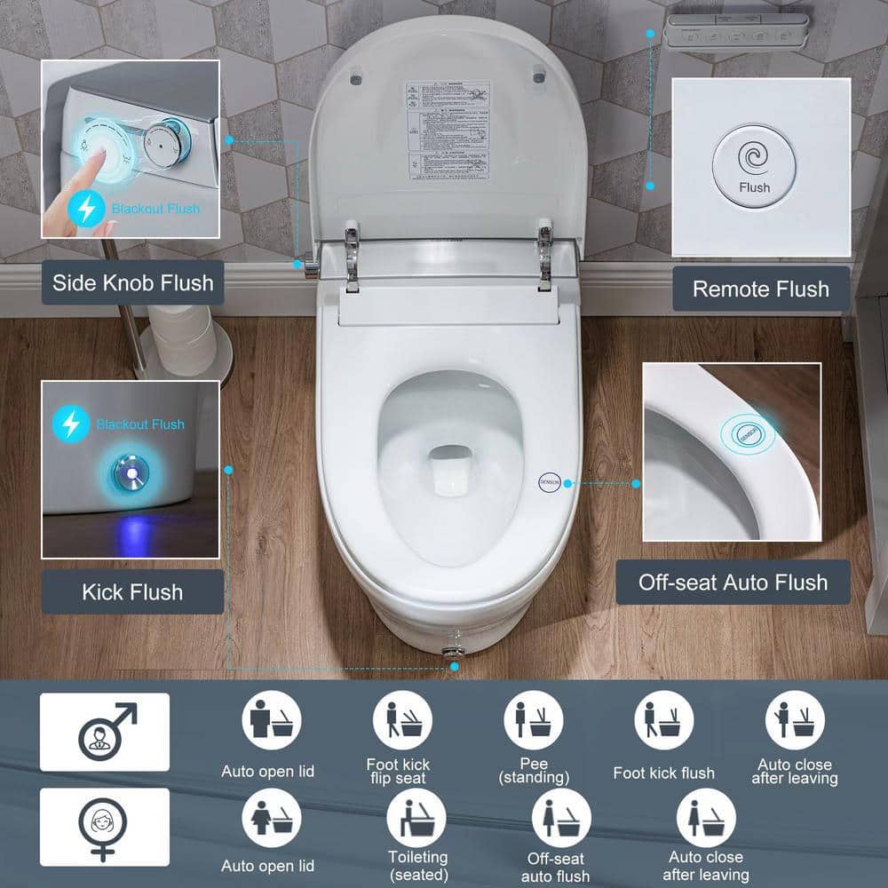 Casta Diva Elongated Electric Smart Bidet Toilet 1.06GPF with Heated Seat and Foot Sensor - Image 8