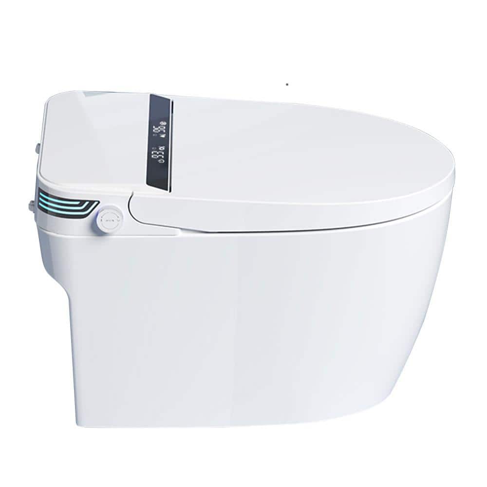 Elongated Smart Dual Flush Bidet Toilet with Heated Seat & Auto Functions in White