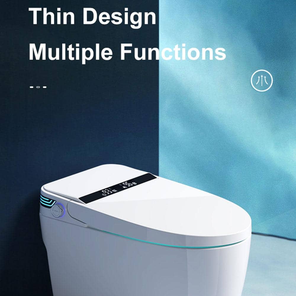 Elongated Smart Dual Flush Bidet Toilet with Heated Seat & Auto Functions in White - Image 2