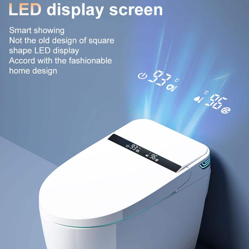 Elongated Smart Dual Flush Bidet Toilet with Heated Seat & Auto Functions in White - Image 9