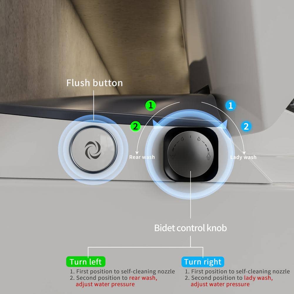 Casta Diva Elongated Non-Electric Bidet Toilet with 1.0 GPF, Rear & Front Wash - Image 8