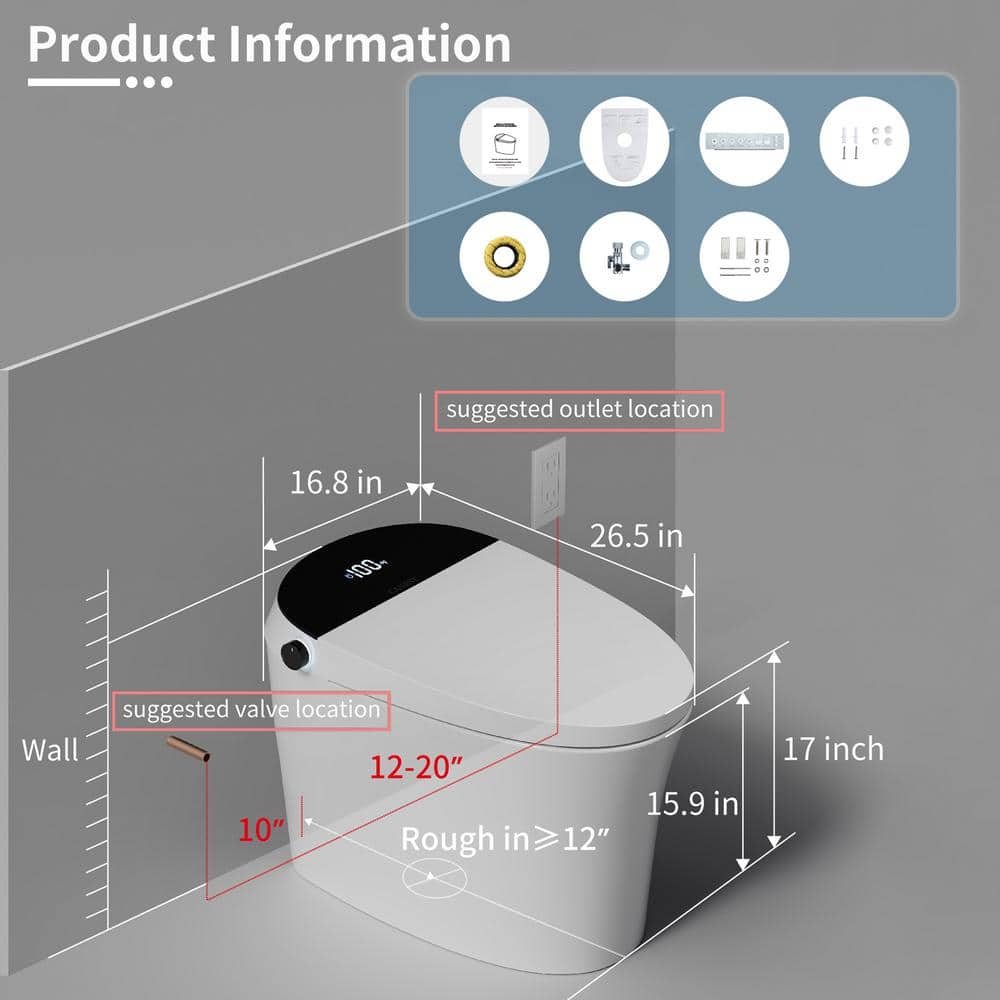 Casta Diva Smart Bidet Toilet with Auto Dual Flush & Night Light - Image 4