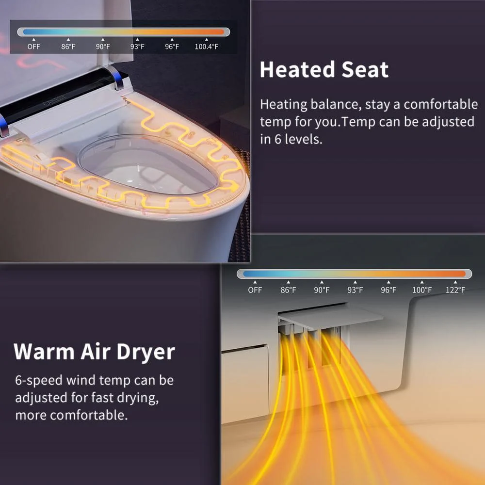 Casta Diva Smart Bidet Toilet with Auto Dual Flush & Night Light - Image 5