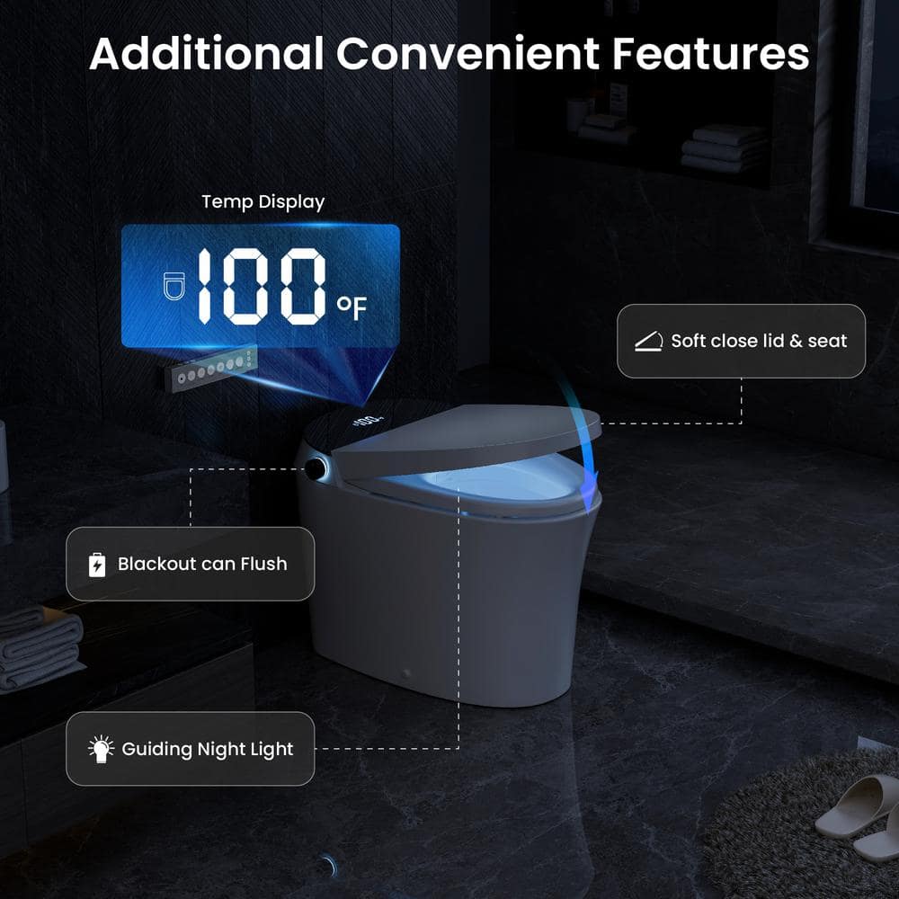 Casta Diva Smart Bidet Toilet with Auto Dual Flush & Night Light - Image 8