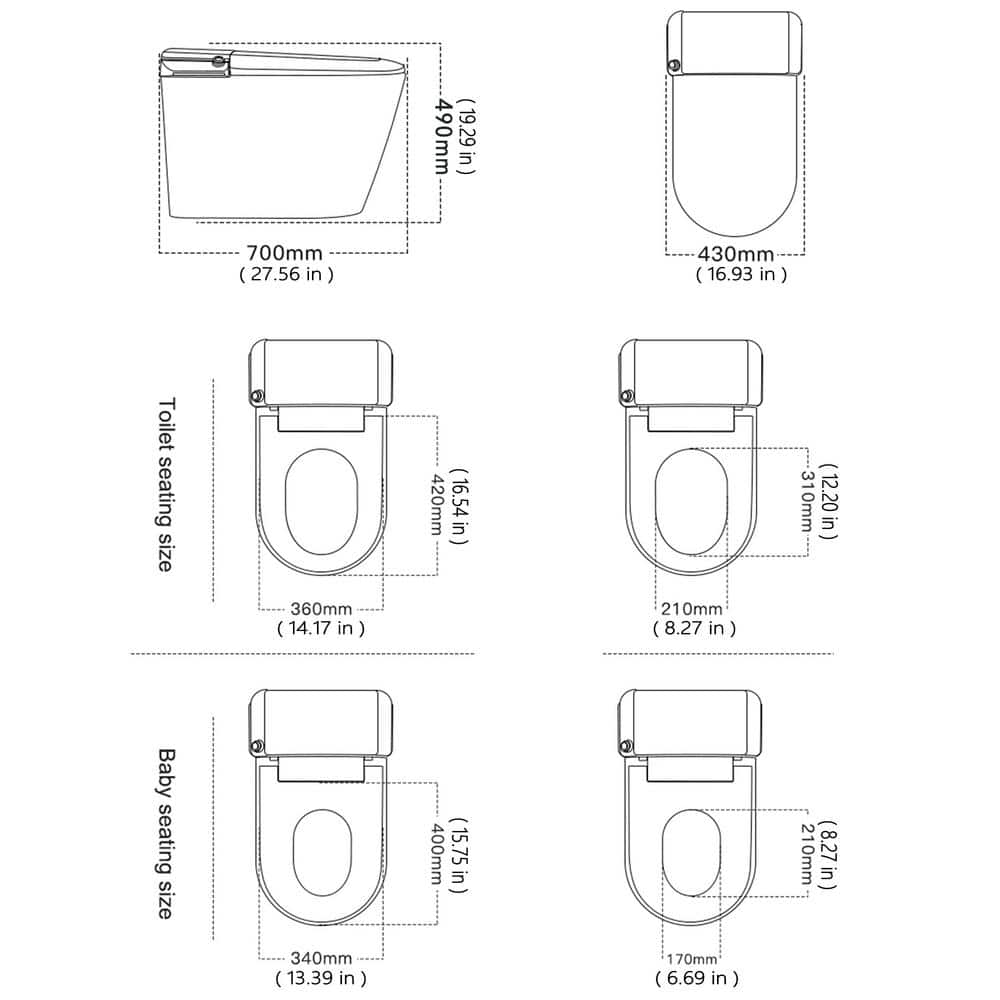 CATALINA 1.28 GPF Smart Bidet Toilet with Auto Open/Close Lid, Gloss White - Image 4