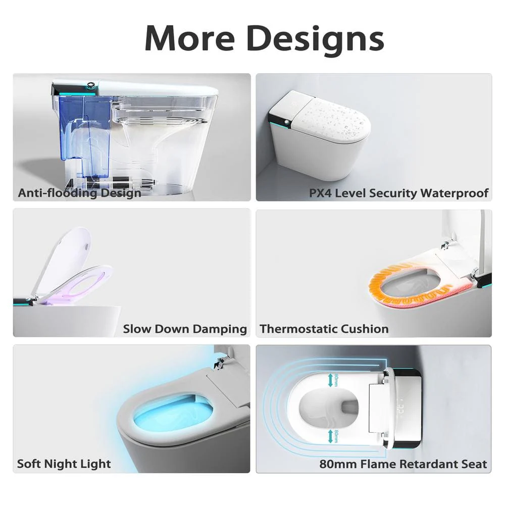 CATALINA 1.28 GPF Smart Bidet Toilet with Auto Open/Close Lid, Gloss White - Image 5