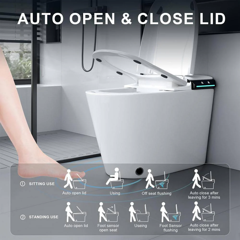 CATALINA 1.28 GPF Smart Bidet Toilet with Auto Open/Close Lid, Gloss White - Image 6