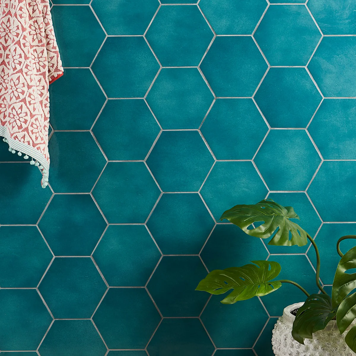 Cavallo Fiji Blue 7" Hexagon Glossy Porcelain Tile - Image 5