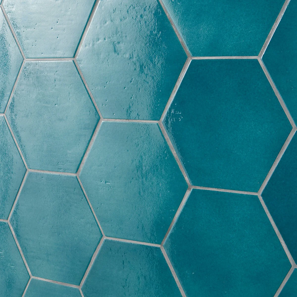 Cavallo Fiji Blue 7" Hexagon Glossy Porcelain Tile - Image 6