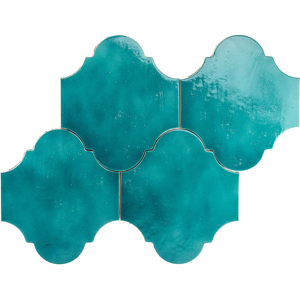 Cavallo Fiji Blue 8x10 Arabesque Glossy Porcelain Tile - Lux Tile - Image 4