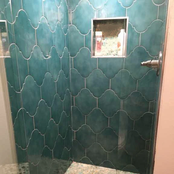 Cavallo Fiji Blue 8x10 Arabesque Glossy Porcelain Tile - Lux Tile - Image 5