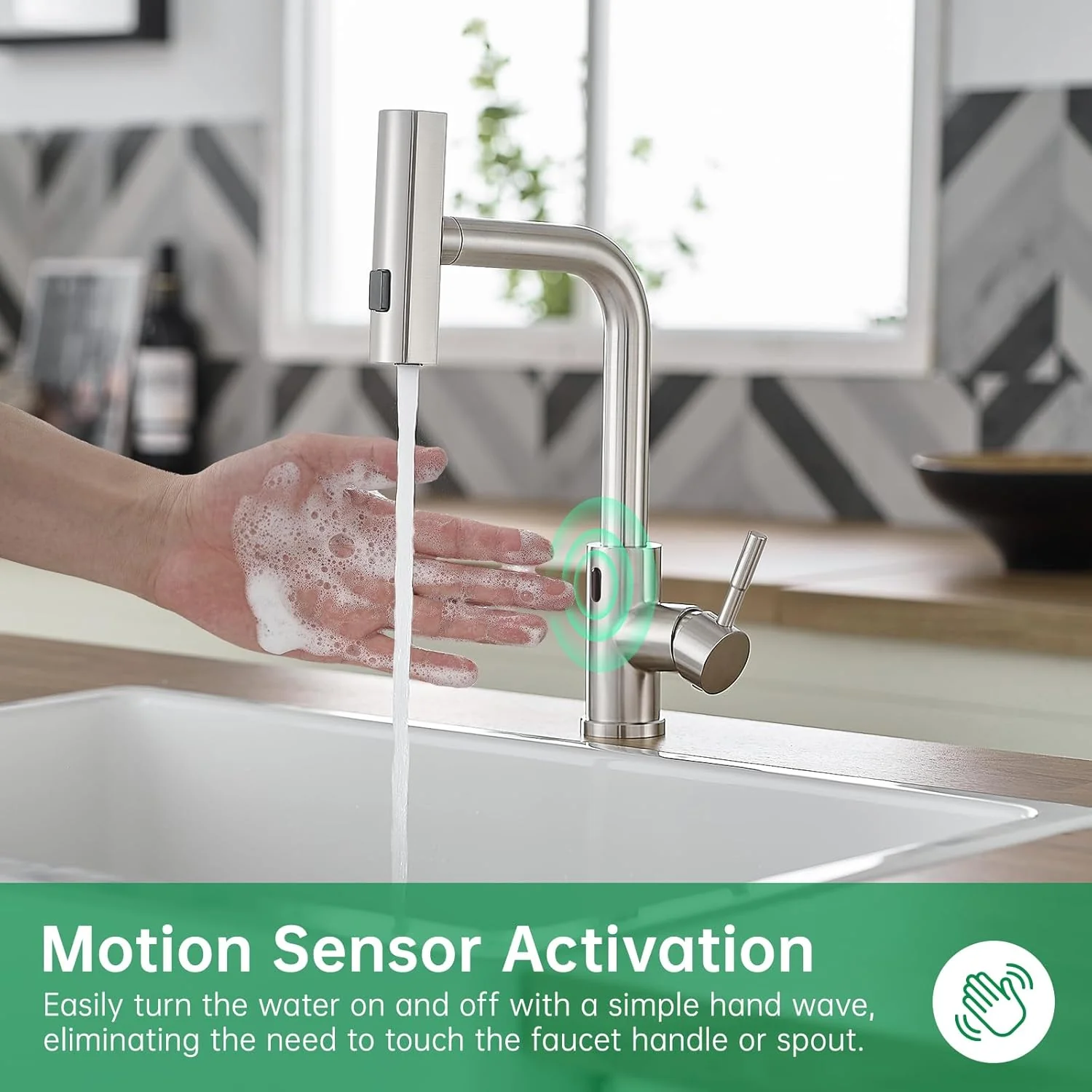 Cenosa Touchless Kitchen Faucet with Motion Sensor and Pull Down Sprayer, Brushed Nickel - Image 5
