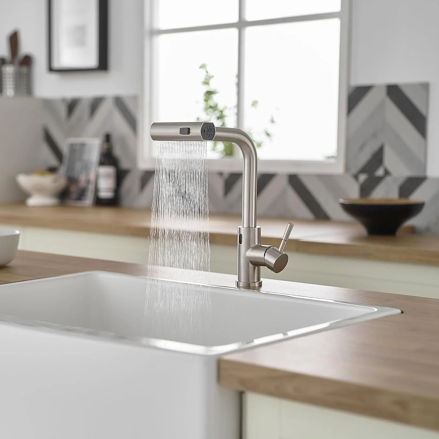 Cenosa Touchless Kitchen Faucet with Motion Sensor and Pull Down Sprayer, Brushed Nickel - Image 7