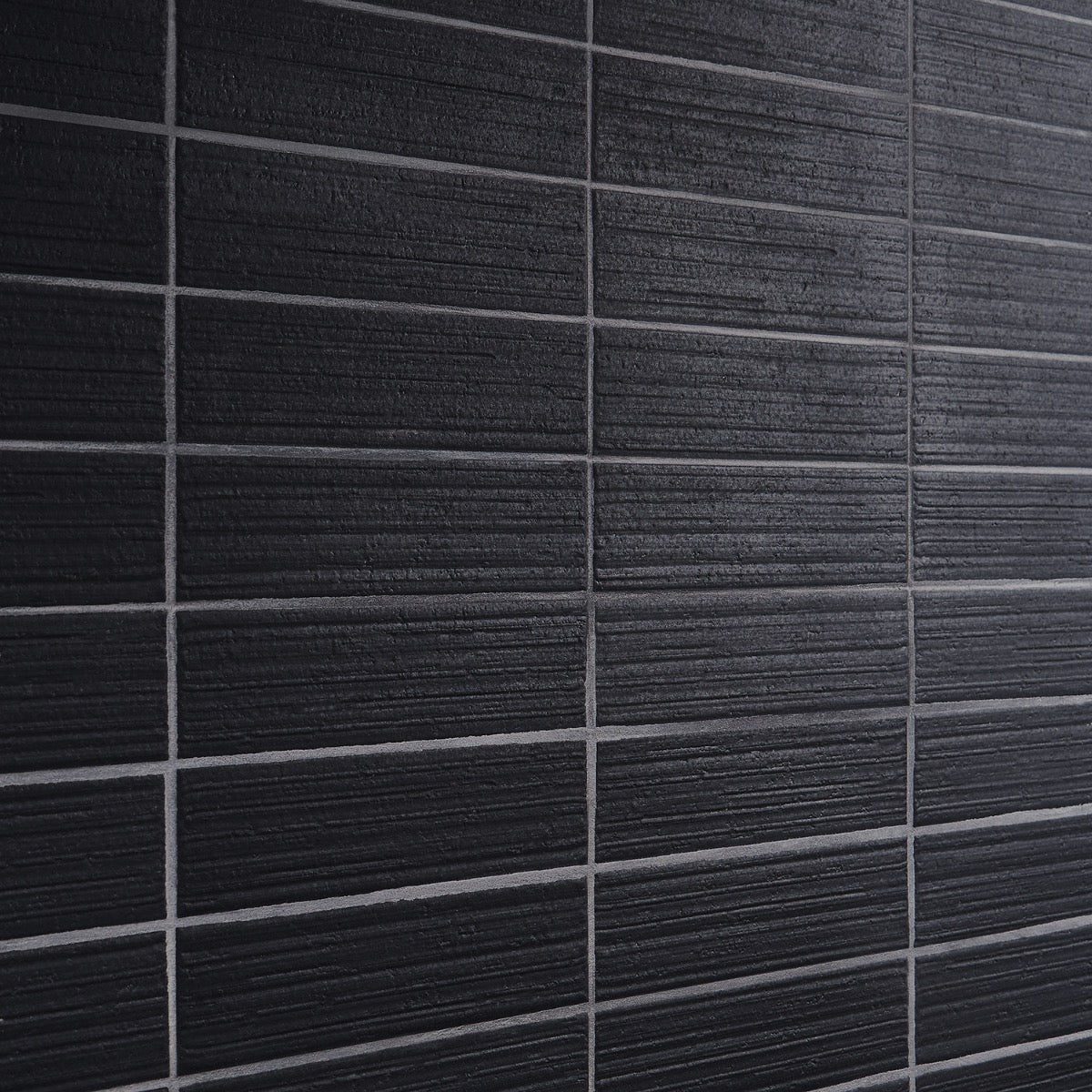 Charlotte Charcoal Black 3x10 Textured Matte Ceramic Subway Tile - Lux Tile - Image 4