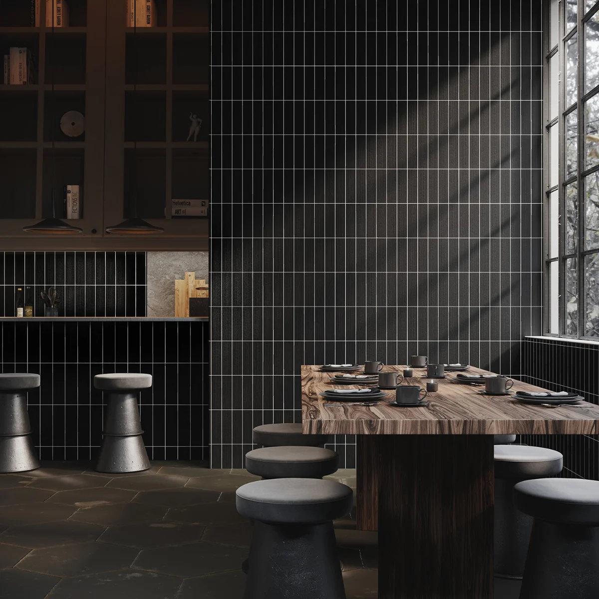 Charlotte Charcoal Black 3x10 Textured Matte Ceramic Subway Tile - Lux Tile - Image 9