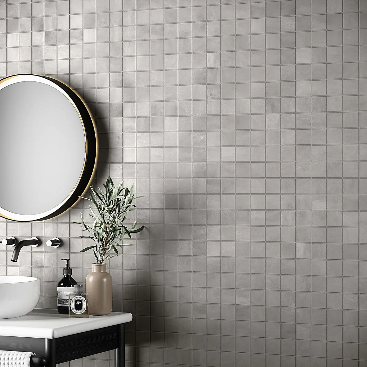 Clay Awake Gray 2x2 Matte Porcelain Mosaic Tile - Lux Tile - Image 2