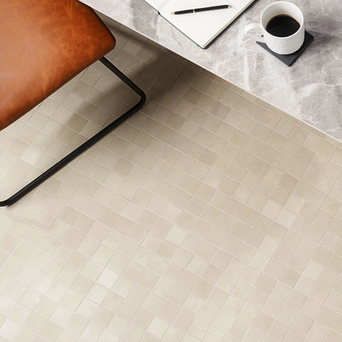 Clay Shy Beige 2x2 Matte Porcelain Mosaic Tile - Lux Tile - Image 5