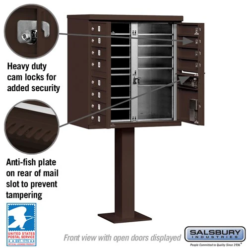 Cluster Box Unit with 12 Doors and Parcel Locker in Bronze with USPS Access - Image 3