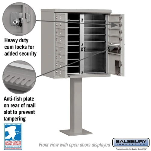 Cluster Box Unit with 12 Doors and Parcel Locker in Gray with USPS Access - Image 3