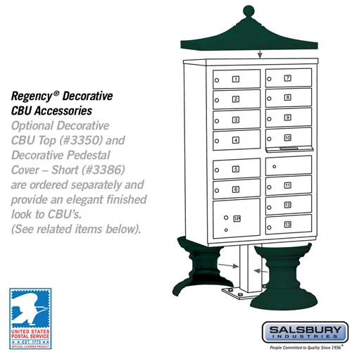 Cluster Box Unit with 13 Doors and Parcel Locker in Green with USPS Access - Image 5