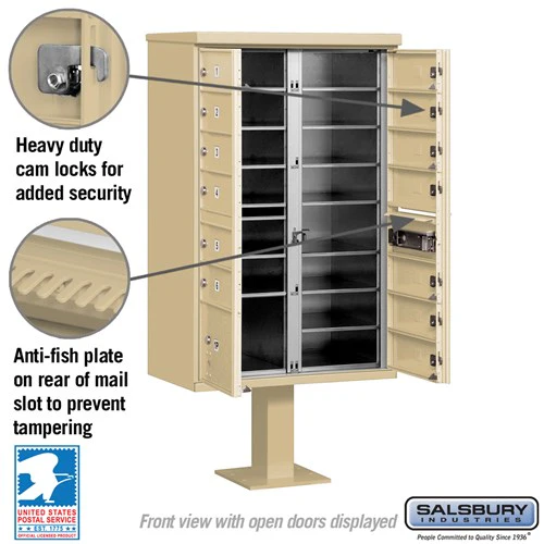 Cluster Box Unit with 13 Doors and Parcel Locker in Sandstone with USPS Access - Image 3