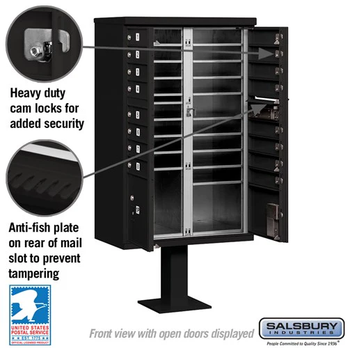 Cluster Box Unit with 16 Doors and 2 Parcel Lockers in Black with USPS Access - Image 3