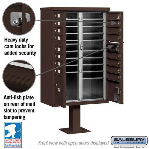 Cluster Box Unit with 8 Doors and 2 Parcel Lockers in Bronze with USPS Access - Image 8
