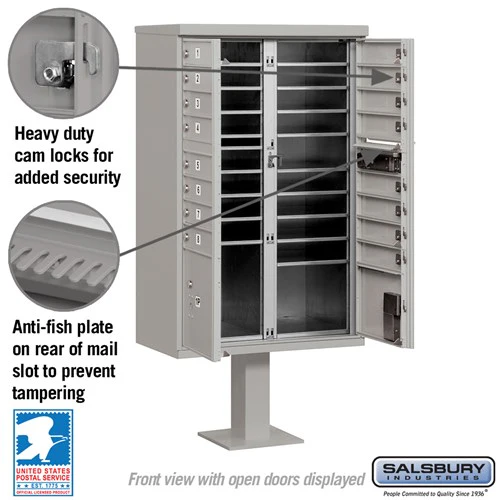 Cluster Box Unit with 16 Doors and 2 Parcel Lockers in Gray with USPS Access - Image 3