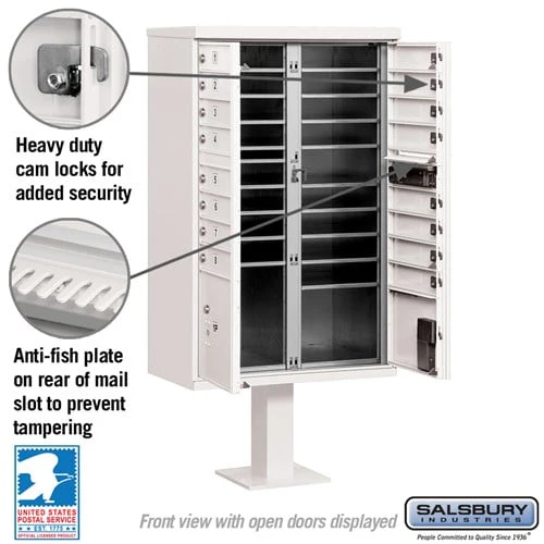 Cluster Box Unit with 16 Doors and 2 Parcel Lockers in White with USPS Access - Image 3