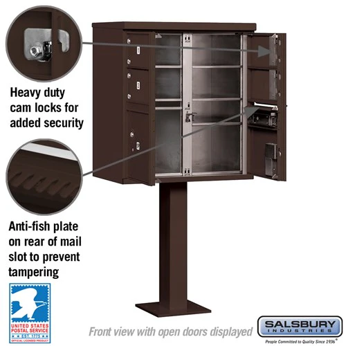 Cluster Box Unit with 4 Doors and 2 Parcel Lockers in Bronze with USPS Access - Image 3