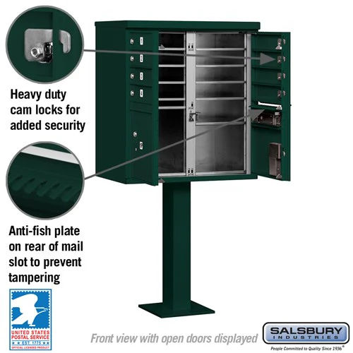 Cluster Box Unit with 8 Doors and 2 Parcel Lockers in Green with USPS Access - Image 3