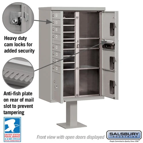 Cluster Box Unit with 8 Doors and 4 Parcel Lockers in Gray with USPS Access - Image 3