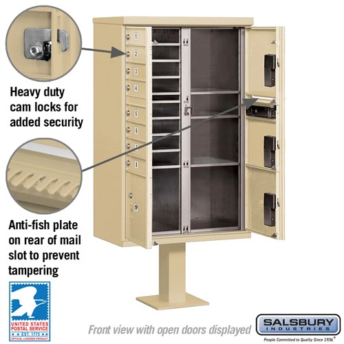 Cluster Box Unit with 8 Doors and Parcel Lockers in Sandstone with USPS Access - Image 3