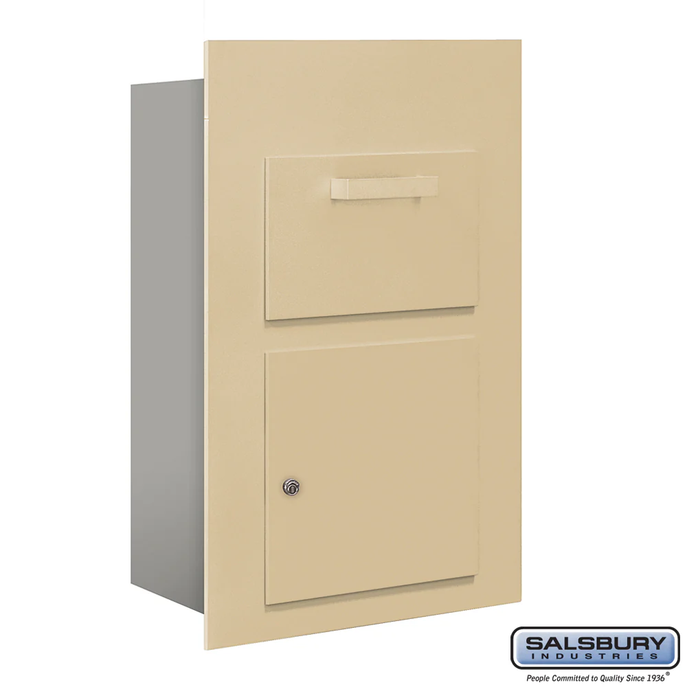 Collection Unit for 5-Door High Mailbox Units - Sandstone - Front Loading - Private Access