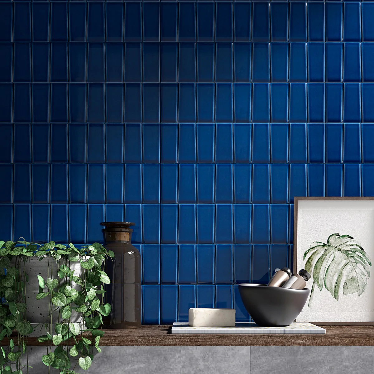 Colorplay Steps Nautical Blue 4.5x18 Crackled Glossy Ceramic Tile - Image 7